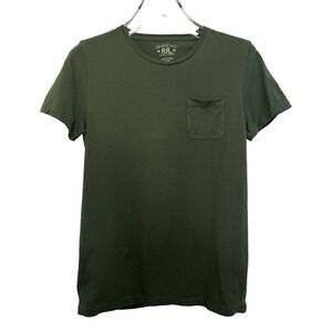 Double RR Ralph Lauren Women's Khaki Green Scoop Neck Pocket T-Shirt - Size SP